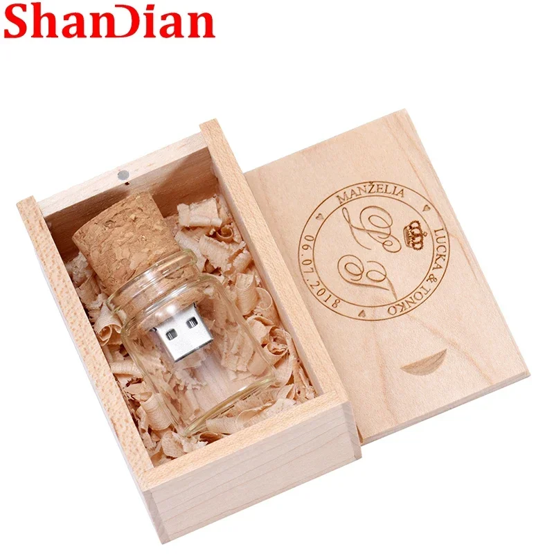 Photography Gift Box USB 2.0 Flash Drive Free Custom Logo Pen Drive Drifting Bottle Memory Stick 64GB/32GB Real Capacity U Disk