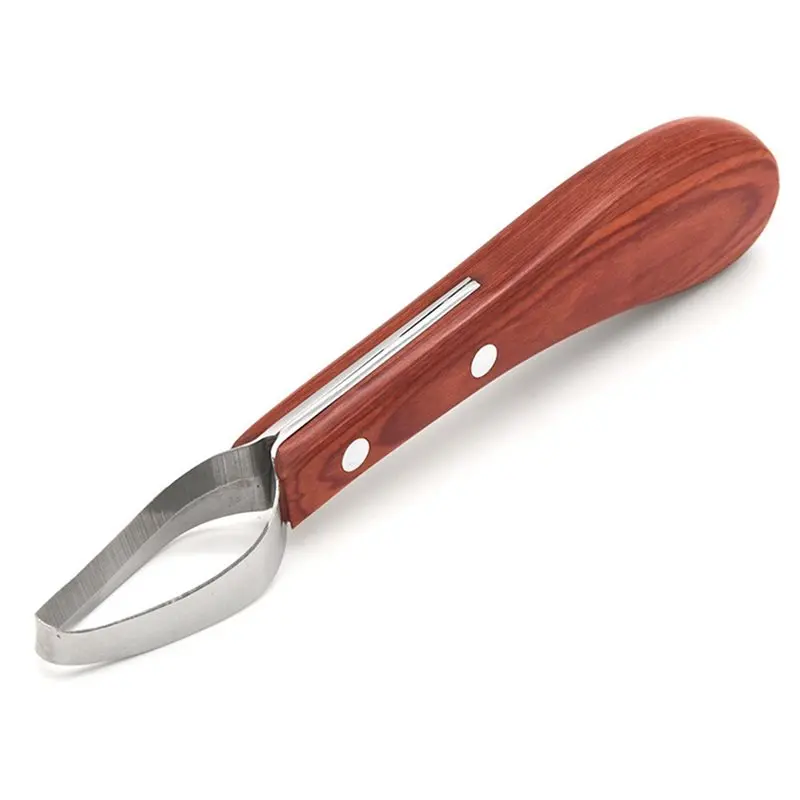 ALIM-Double Edged Hoof Knife Farrier Tool With Stainless Steel Blade And Ergonomic Wooden Handle For Trimming Of Horse