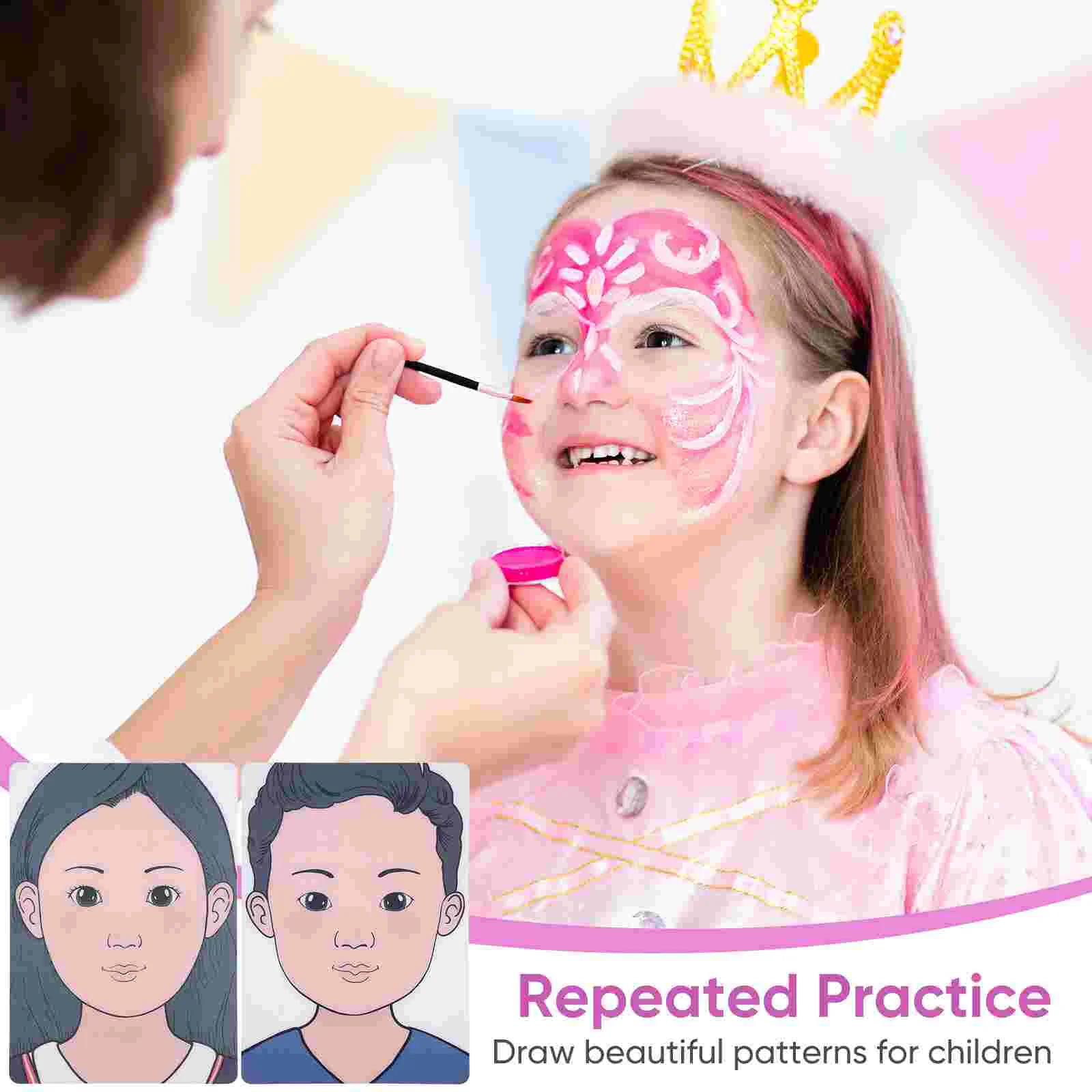2 Pcs Makeup Stencils Practice Board Template Model Child Face Painting Design