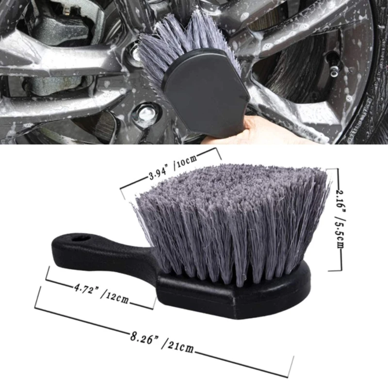 แบบพกพาล้อและแปรงยางสำหรับรถยนต์สำหรับขอบ Soft Bristle แปรงล้างรถทำความสะอาดยางและเผยแพร่สิ่งสกปรก & แผนที่สิ่งสกปรก Handle