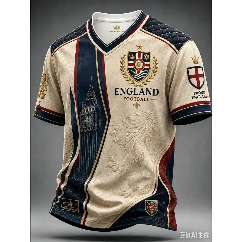 2026 New England Fan Inspired Soccer Jersey 3D Lion Print Fashion Comfortable Family Matching Football Training T-shirt Unisex