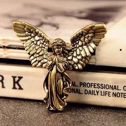 Vintage Brass Blessed Guardian Angel Figurines Miniatures Desktop Ornaments Lovely Small Statue Home Decoration Crafts