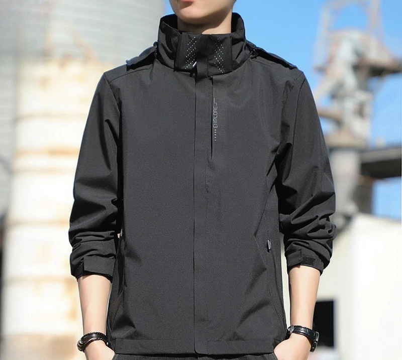 

Spring Autumn Casual Thin Waterproof Windproof Removable Sports Hooded Travel Jacket