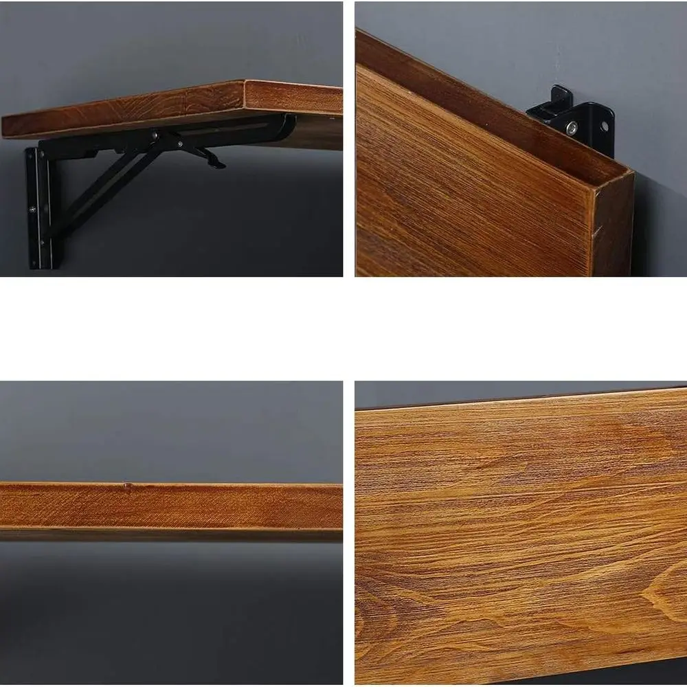 مكتب حائط ريفي قابل للطي من خشب الصنوبر، منضدة على الطراز الصناعي مع أوراق متدلية لتناول الطعام أو الدراسة أو استخدام البار