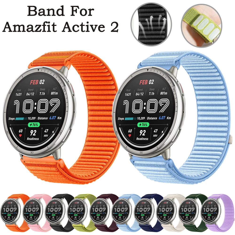 حزام نايلون لـ Amazfit Active 2 20 مللي متر سوار معصم رياضي لـ Amazfit Active/Acitve 2 GTR Mini BIP 3 GTS 4/3/2 20 مللي متر شريط عالمي