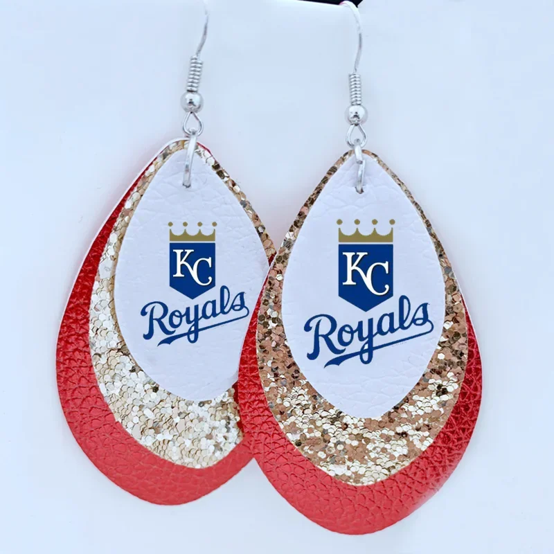 New Layer Glitter Teardrop Leather Earrings Wholesale Custom Your Logo