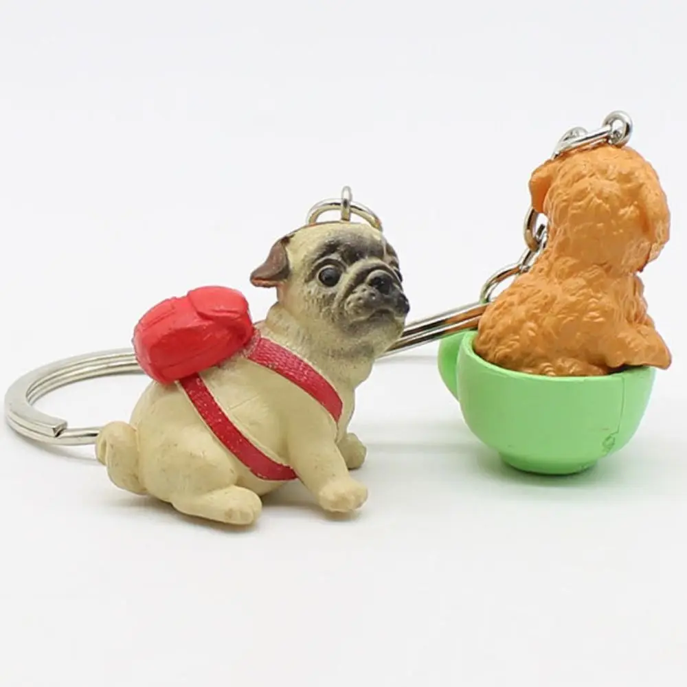 Cartoon Puppy Keychain Pet Dog Shape Key Chain Pendant Bag Ornament Holiday Car Key Holder Gift