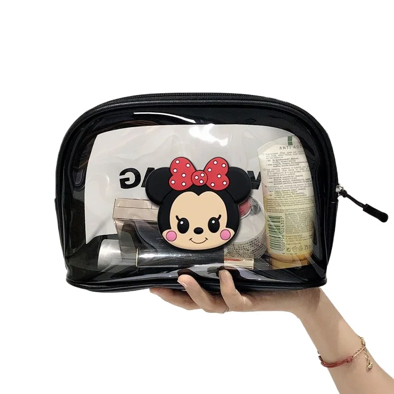 Disney Cartoon Mickey Minnie borsa cosmetica portatile da viaggio borsa da toilette portatile borsa da toilette trasparente impermeabile di bellezza