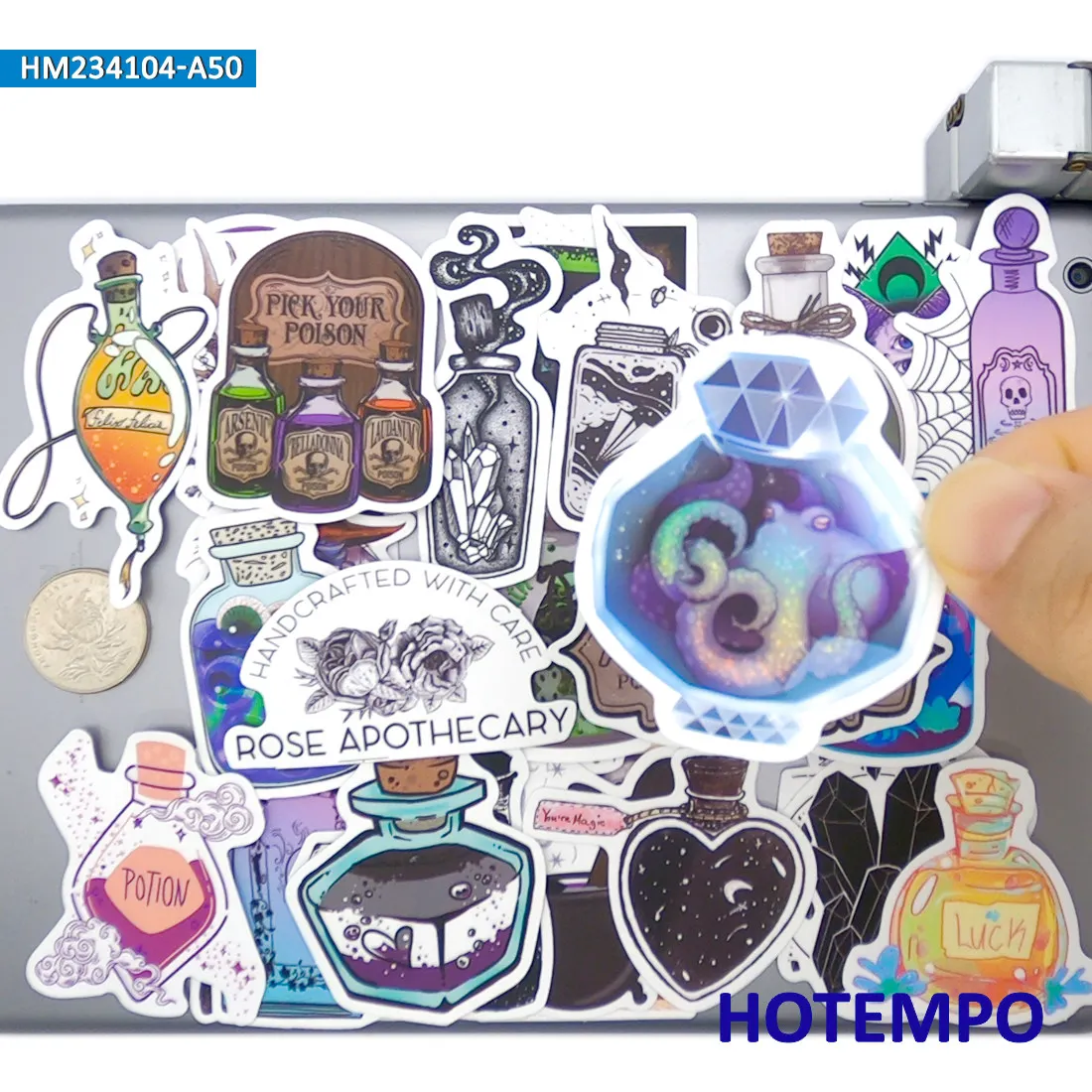20/30/50Pieces, Magic Apothecary Stickers Set, Retro Alchemy Potion, for Laptop Car Phone Motorcycle Luggage, Funny Sticker Pack
