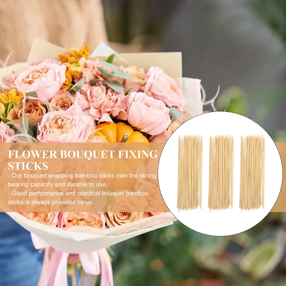 120Pcs Bamboo Flower Bouquet Fixing Sticks Sturdy Straight Piercing Sticks for DIY Bouquet Wrapping Table Number Holder Food