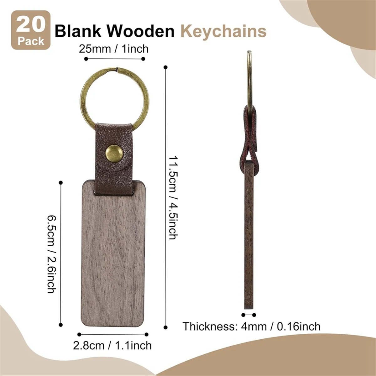 Najnowszy! Drewniane półfabrykaty do breloków Drewniane półfabrykaty do breloków Spersonalizowane breloki do kluczy Mały brelok do kluczy luzem do grawerowania laserowego