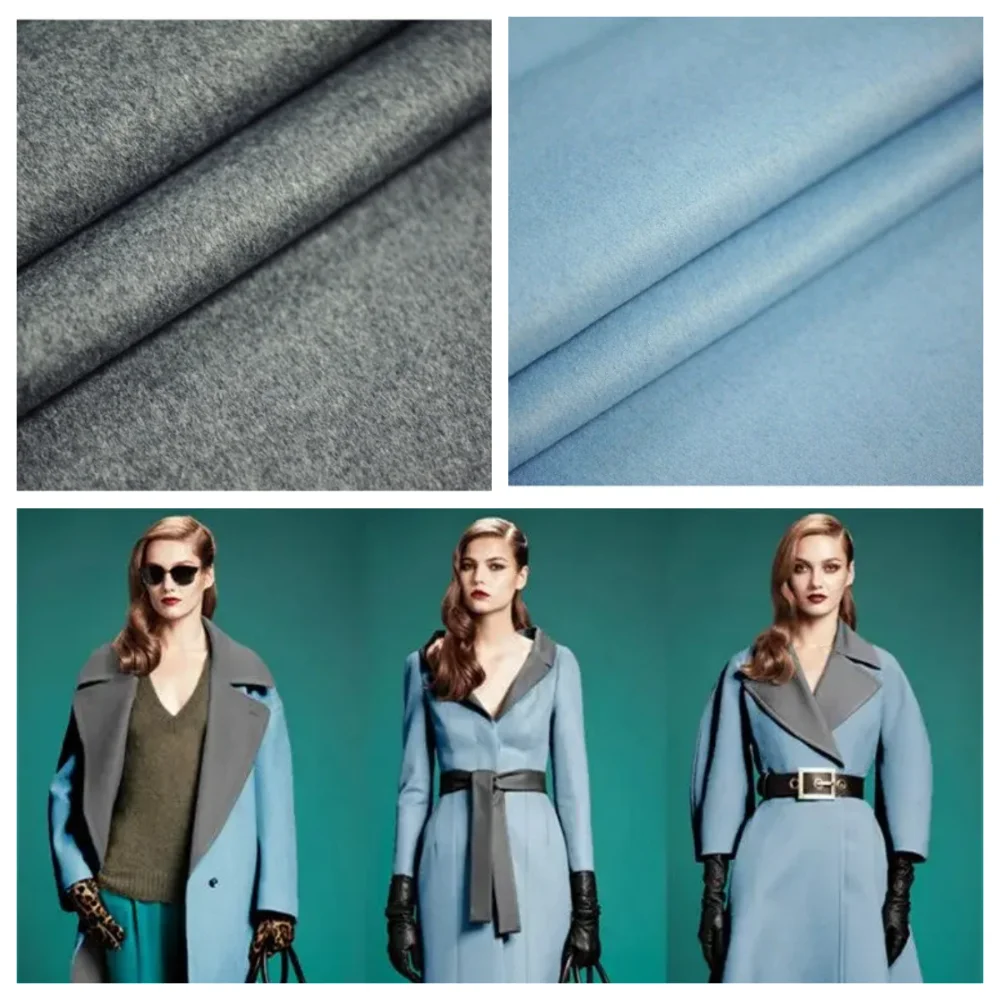 

Blue-gray Double-sided Cashmere Fabric Luxury Soft Double-sided High-grade Gray Mint Blue High-end Cashmere Wool Fabric Cloth