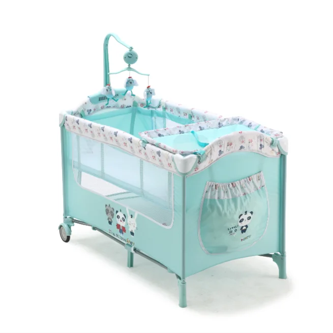 The cheapest travel baby play pen with play entry and diaper changing table rack