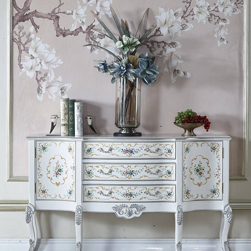 

Painted Entrance Cabinet Sideboard Cabinet Living Room Corridor Solid Wood Locker Curio Cabinet