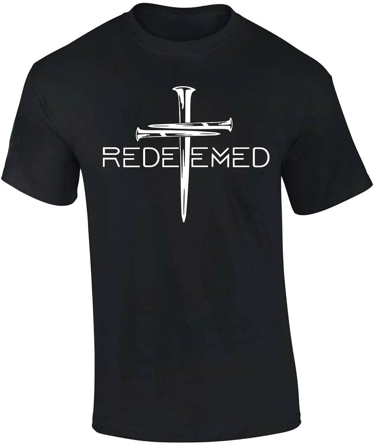 

Redeemed Cross Nails Christian T-Shirt 100% Cotton O-Neck Summer Short Sleeve Casual Mens T-shirt Size S-3XL