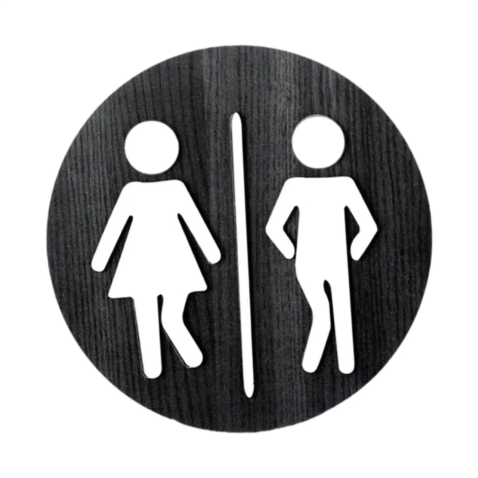 Restroom Identification Sign Round Wooden Men Women Symbol Board Room Decor for Business Coffee Shop