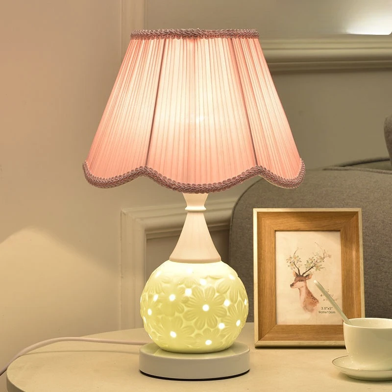 

Simple European bedroom bedside lamp, romantic and warm home, wedding gift, dimmable remote control ceramic desk lamp