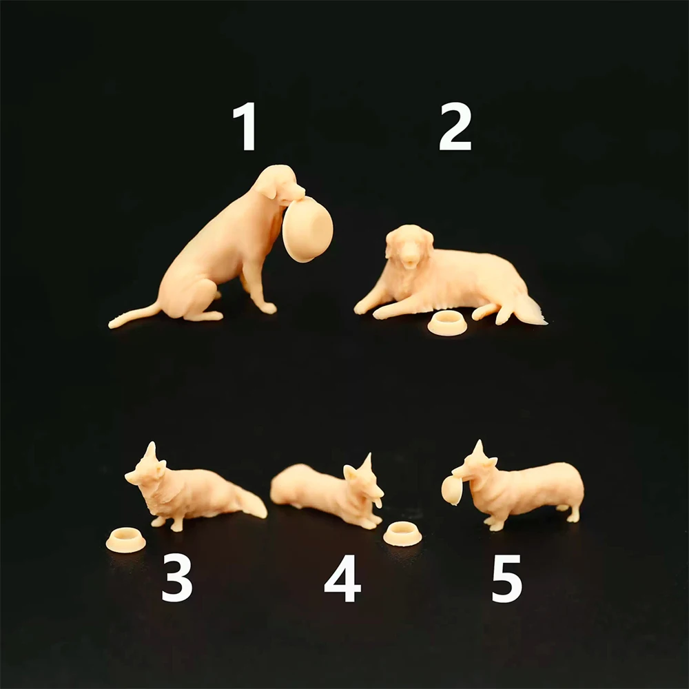 1/64 Golden Retriever Shiba Inu Precyzyjnie rzeźbiony biały model z żywicy dla dorosłych Ręcznie malowane rekwizyty Artisan Craft Display