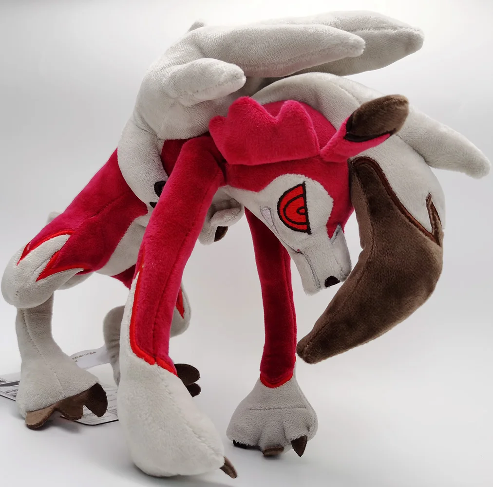 Pokemon LEGENDS Red Lycanroc Midnight Form 10 inches Plush Toy , Switch Game Scarlet Violet Wolf Sword and Shield Stuffed Animal