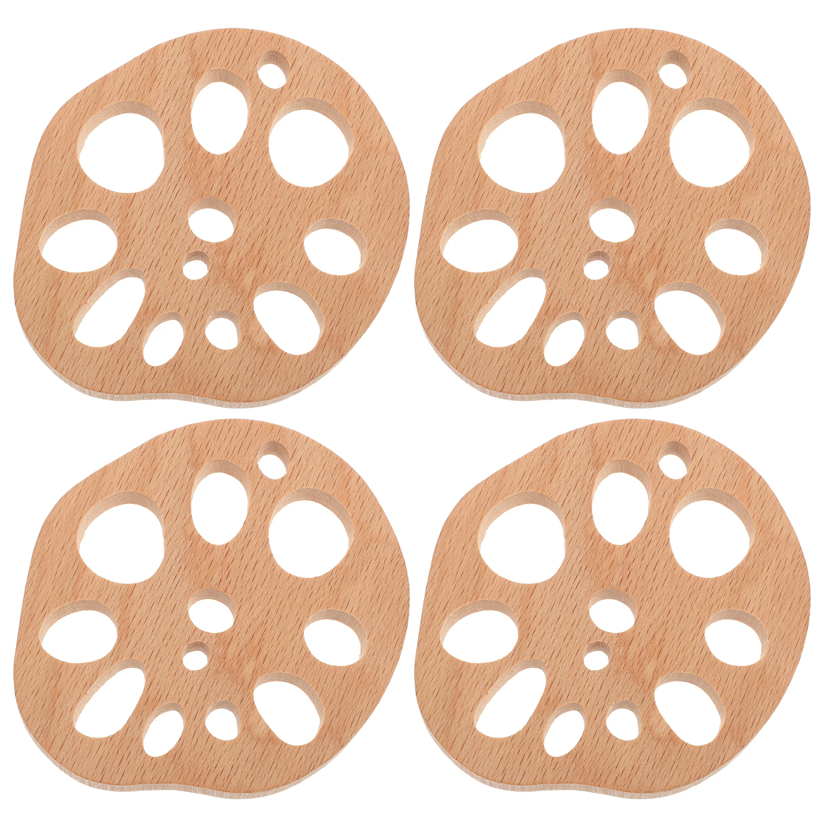 

4Pcs Wooden Insulated Coasters Beech Lotus Root Wood Cup Mats Heat Protection for Coffee Tea Table Rustic Handmade Coaster Set