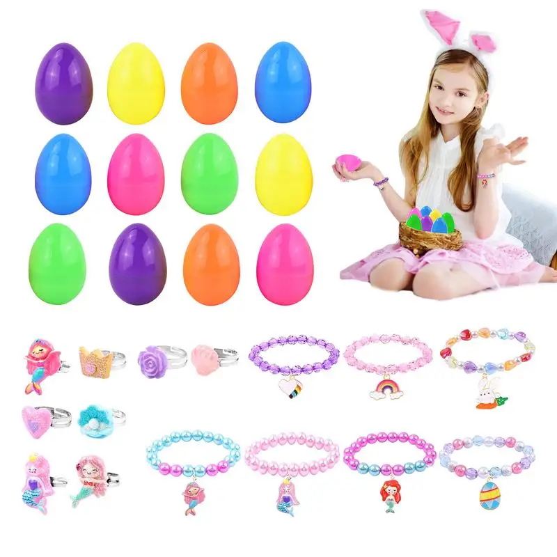 Uova di Pasqua luminose con braccialetti Uova di Pasqua luminose con giocattoli Uova di Pasqua prefillate con braccialetti Caccia alle uova di Pasqua per ragazze