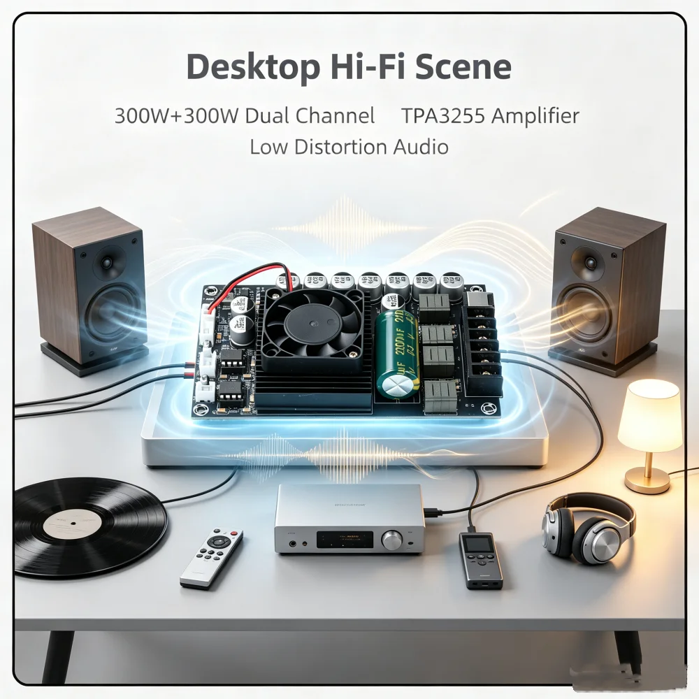 DC18-55V TPA3255 HIFI Digital Amplifier Module Dual-channel 300W*2 stereo Audio Speaker No Bluetooth interfere Pure sound
