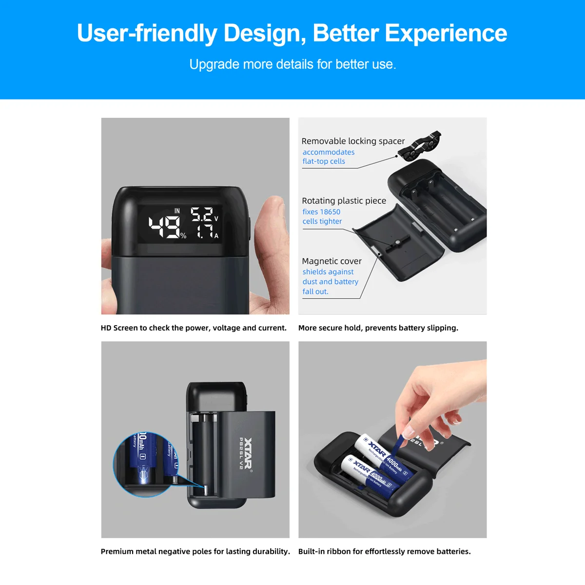 XTAR PB2SL/PC2 Зарядное устройство 18650 21700 20700 Литий-ионные аккумуляторы DIY Power Bank Портативное зарядное устройство QC3.0 Быстрое зарядное устройство