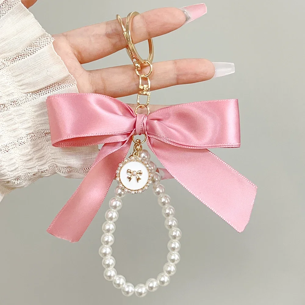 2024 New Fashion Imitation Pearl Keychain Sweet Ribbon Bowknot