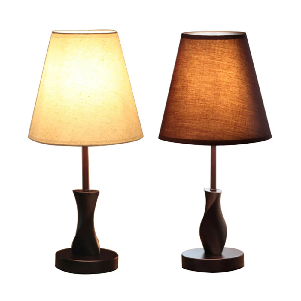 

1Pcs Wood Cloth Lamp Design for Home Living Room Bedroom Durable Desktop Lamp Brown No Bulb
