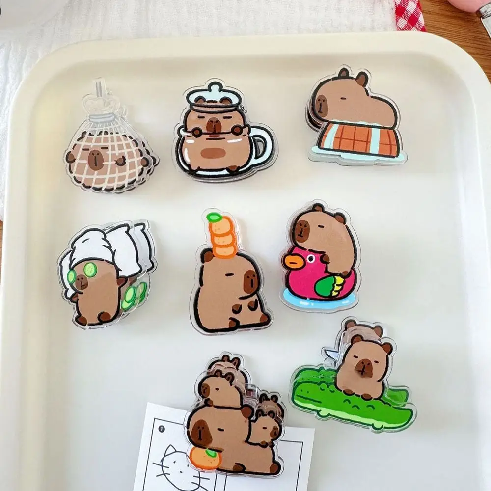 Capybara PP Clip Acrylic Clip Cartoon Cute Creative Note Clip High-value Test Paper Clip Gift Stationery Note Clip Gift