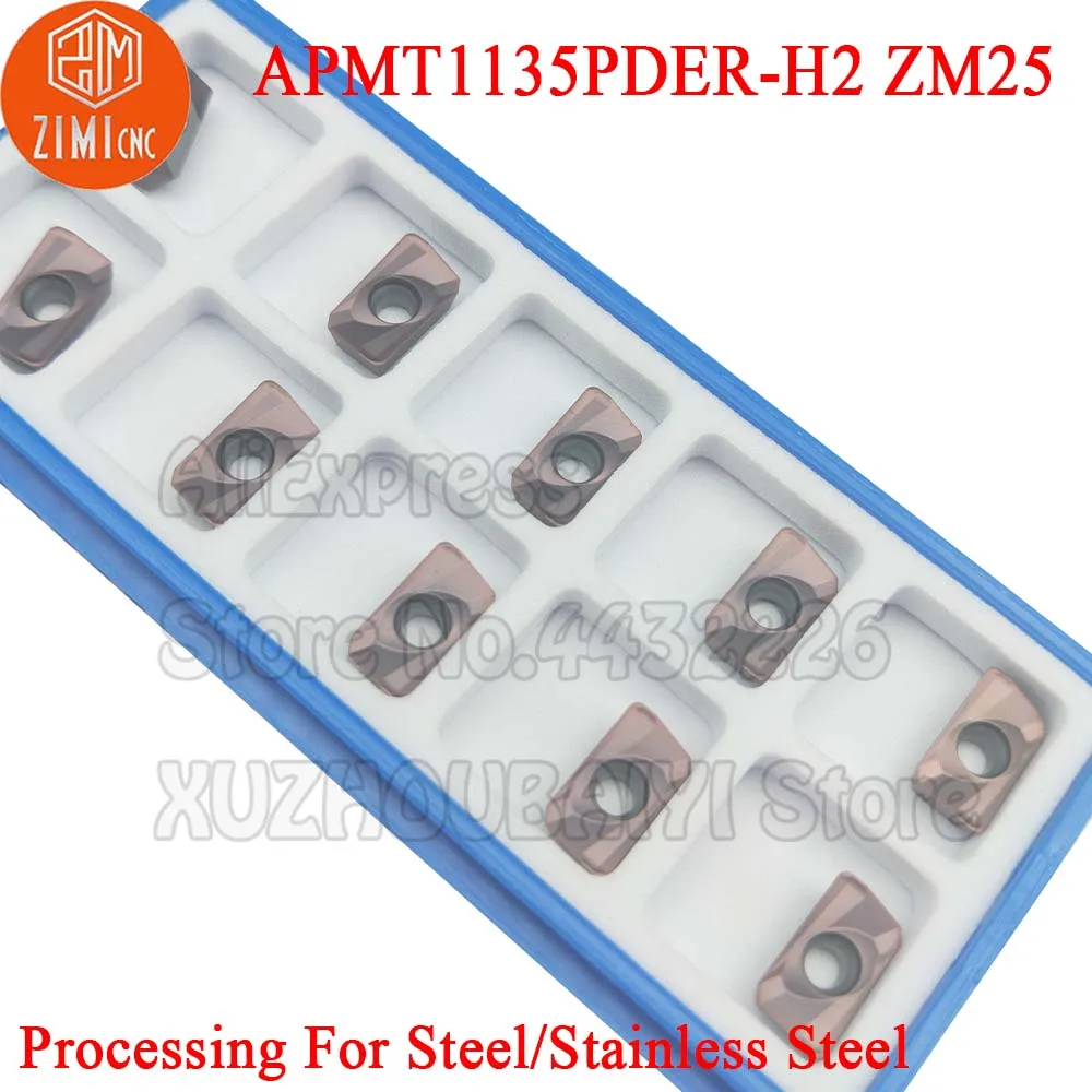 10pcs APMT1135PDER-H2 ZM25 APMT1135PDER H2 APMT1135PDER H2 APMT 1135 PDER Carbide Milling Inserts Turning Tools Cutter Mill APMT