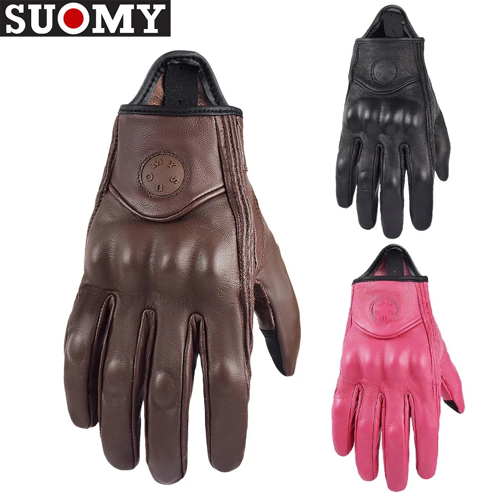 Men Women 4 Season Retro Goat Leather Motorcycle Gloves Driving Supertech Racing Glove Motorbike Racing Bike Knight Guantes Moto