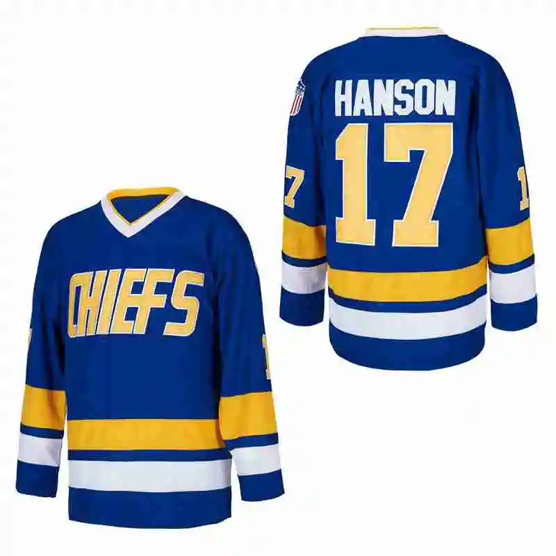 Hanson Brothers Charlestown Chiefs 16 Jack 17 Steve 18 Jeff Movie Hockey Jersey