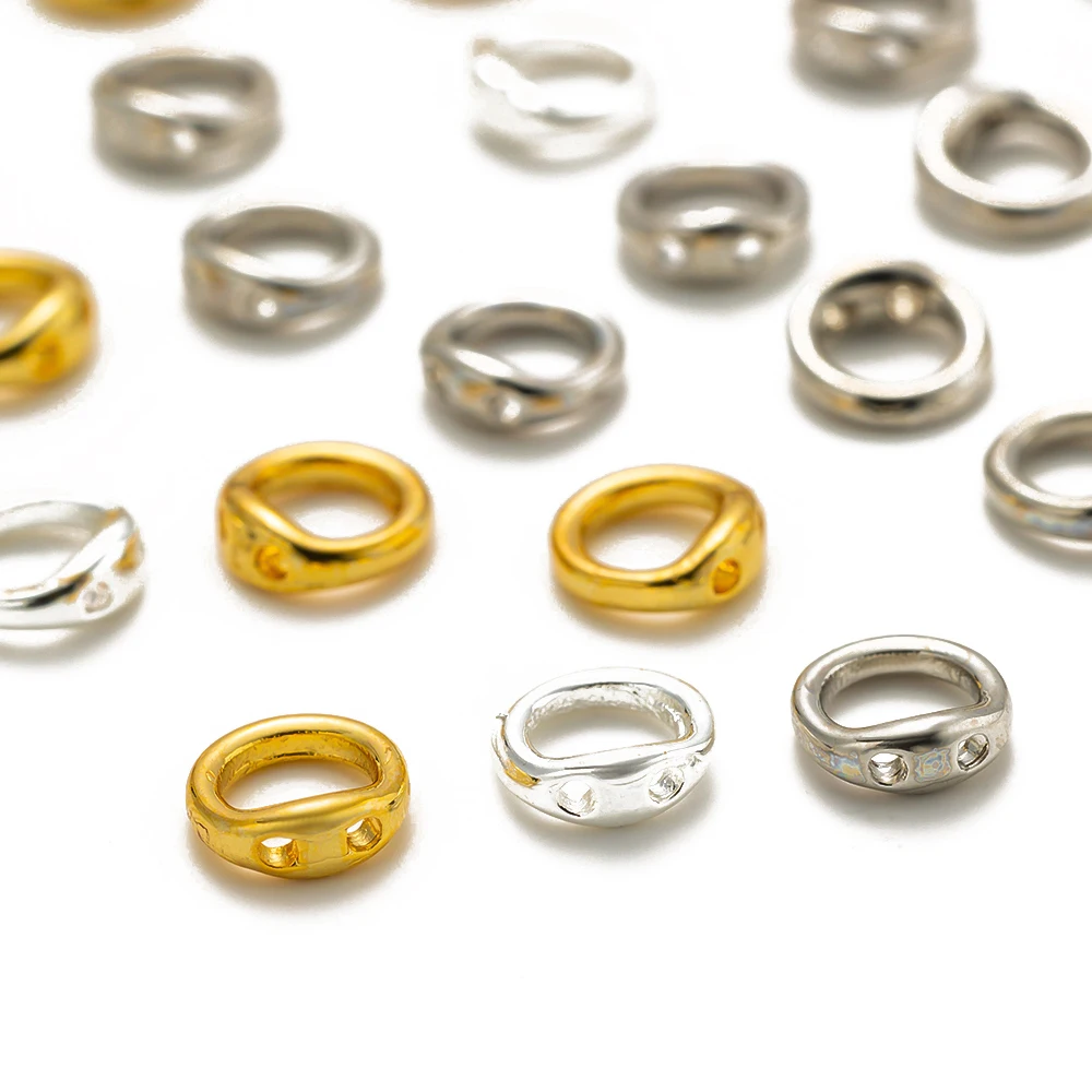 

20/40pcs End Beads Tip Findings 18K Gold Plated 2 Hole Connecting Ring For DIY Bracelet Necklace Jewellery Making Supplies Craft