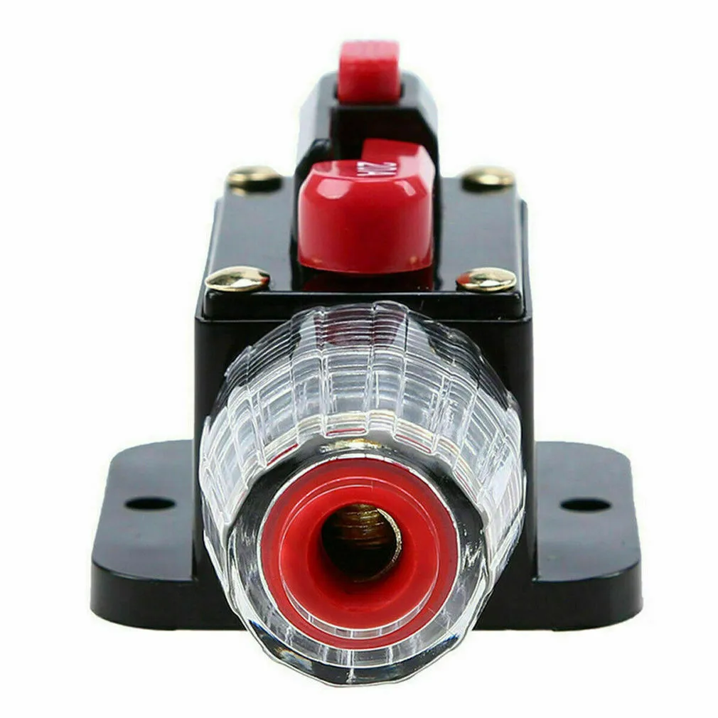 12V 24V DC Car Audio Solar Energy Inline Circuit Breaker Fuse Holder with Waterproof Rubber Boots and Manual Open Button