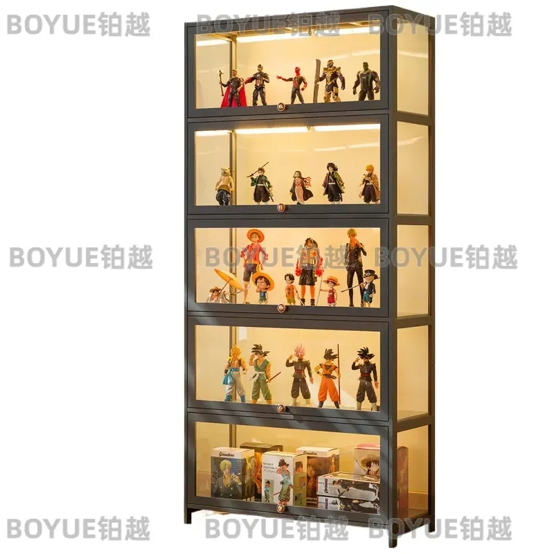 Figure Display Cabinet Imitation Glass Transparent Dust-proof Display Cabinet Lego Toys Acrylic Storage Box Bookcase Shelf