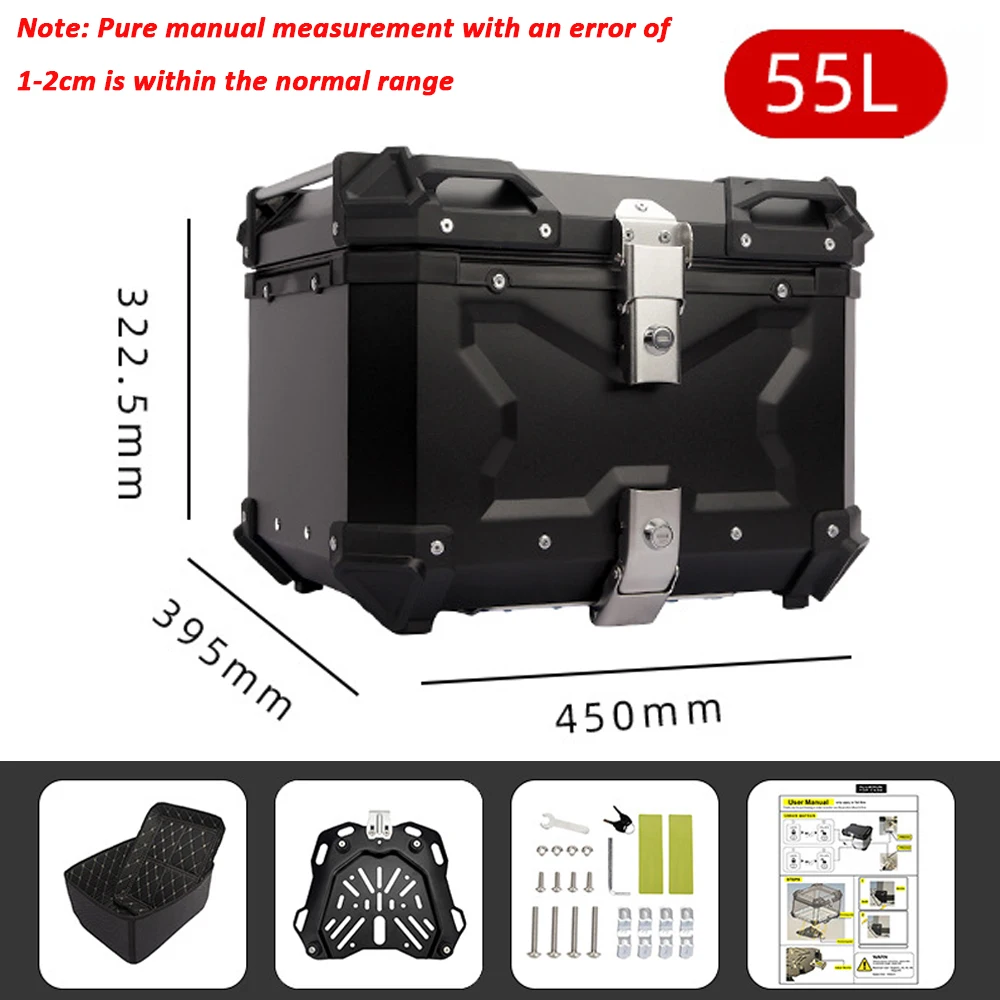 Nieuwe Motorhelm Doos Aluminium Kofferbak Staart Doos Waterdichte Top Achter Bagage Opslag Tool Cases Lock Kofferbak Voor YAMAHA Honda BMW