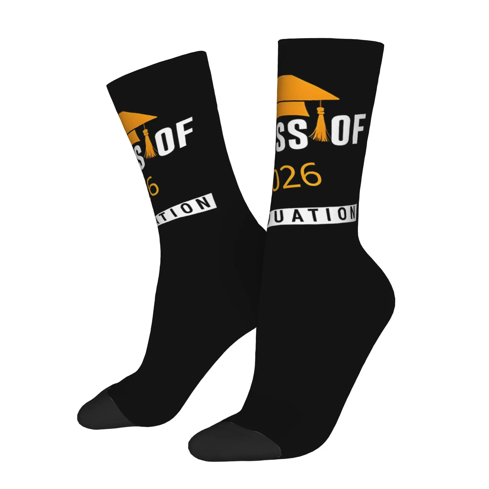 Funny Sock Graduation in 2026 Class Of 2026 Graduation Hip Hop Seamless Pattern Printed Men Crew Socks Casual Men's Socks