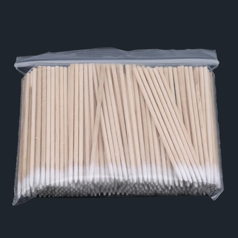 300/500pcs Wooden Tip Cotton Stick Long 7cm 300 Wooden Handle Tip Semi Permanent Embroidered Cotton Swabs