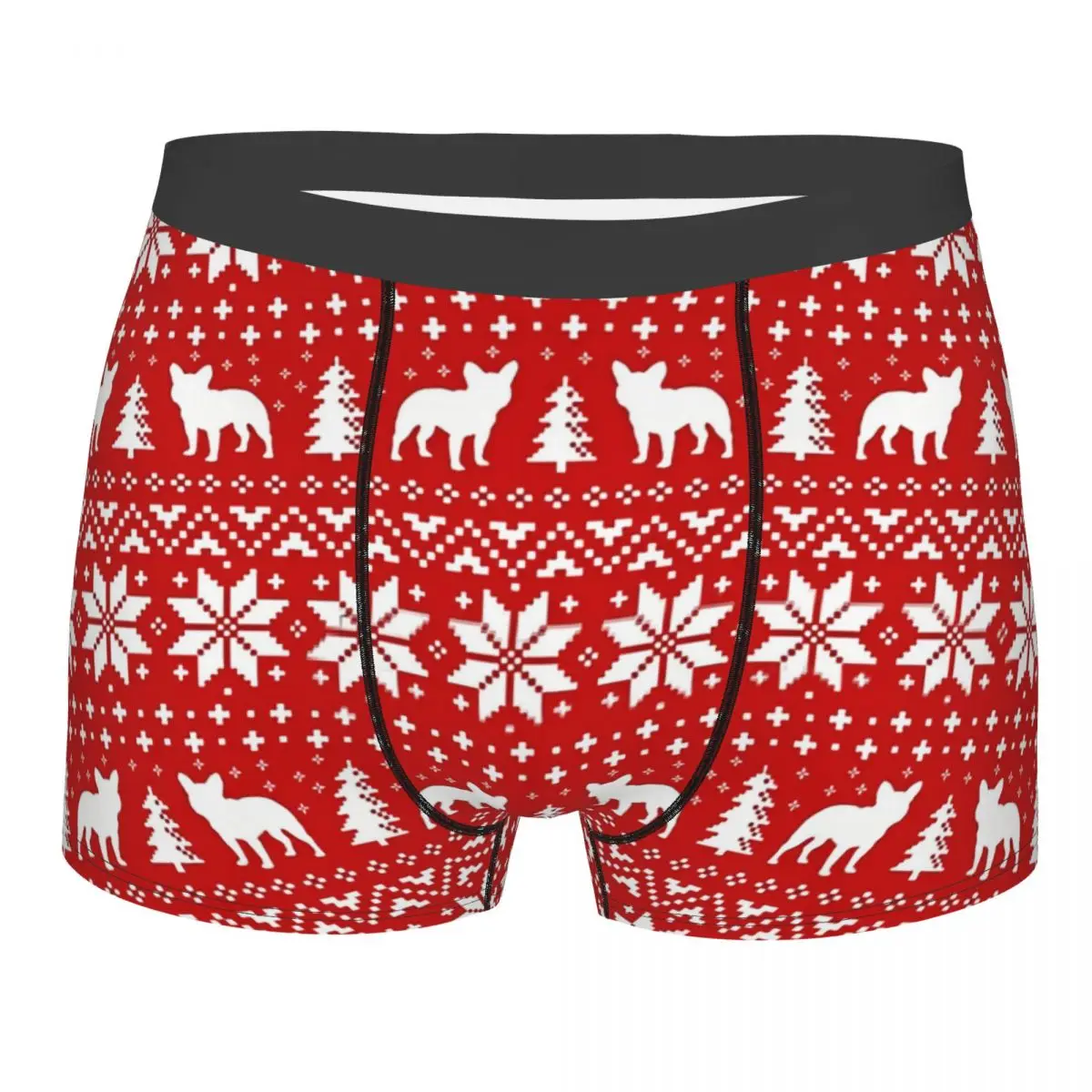 

French Bulldog Pet Silhouettes Christmas Holiday Pattern Underpants Breathbale Panties Men's Underwear Print Shorts Boxer Briefs