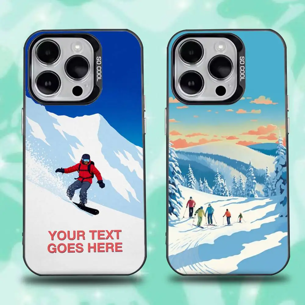 

Ski Snowboard Sport Phone Case For iPhone 16,15,14,13,12,11,Mini,Pro,E,SE4,XS,MAX Black Candy Matte Cover