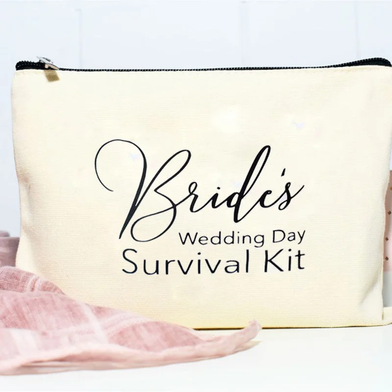 Braut der Hochzeit Tag Überleben Notfall Kater Kit make-up tasche Bachelorette hen party Braut dusche Immer Verheiratet Geschenk präsentieren – Detail 2