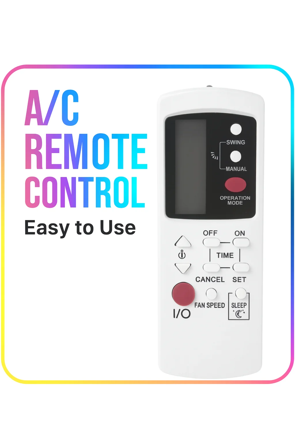 Durable Plastic AC Remote Replacement, Fit GZ-1002A-E3/GZ-1002B-E1/GZ Series, For Voltas/Galanz, No Programming, 10M IR Range.