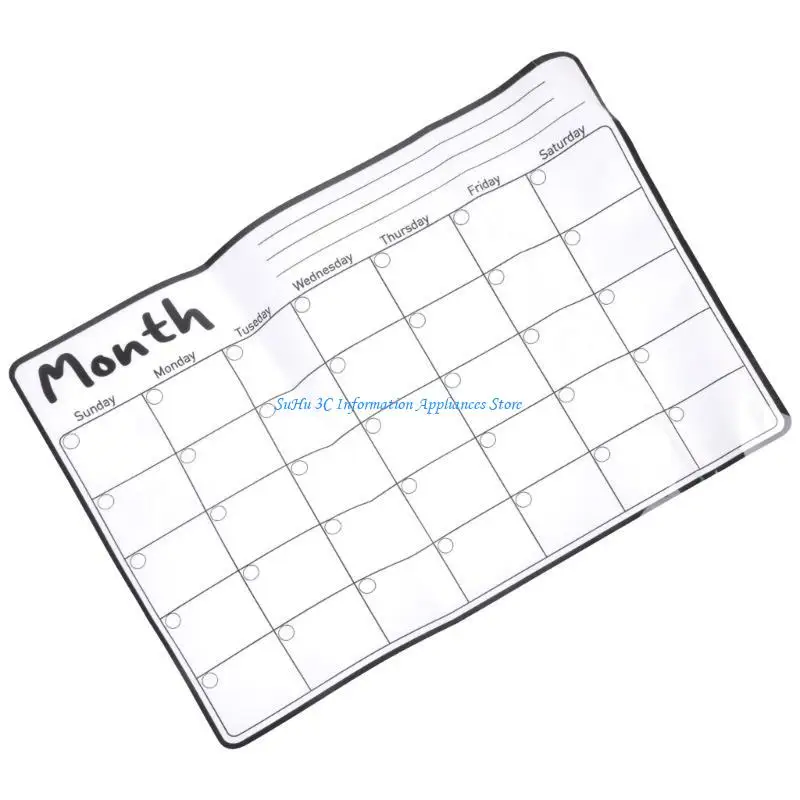 مخطط عمل مغناطيسي للمسح الجاف، تقويم شهري مع علامات، لوحة للمسح الجاف للثلاجات