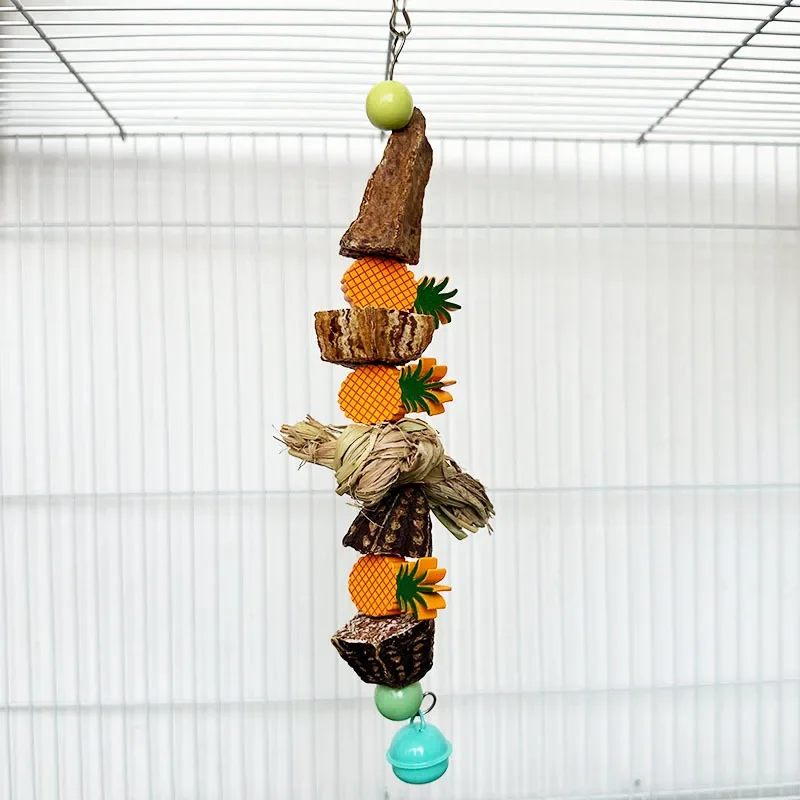 

Прочная игрушка для птиц, подвижная игрушка, Маленький Попугай, подвесной декор, клетка для попугая, натуральная трава, игрушка для откуса животных от скуки