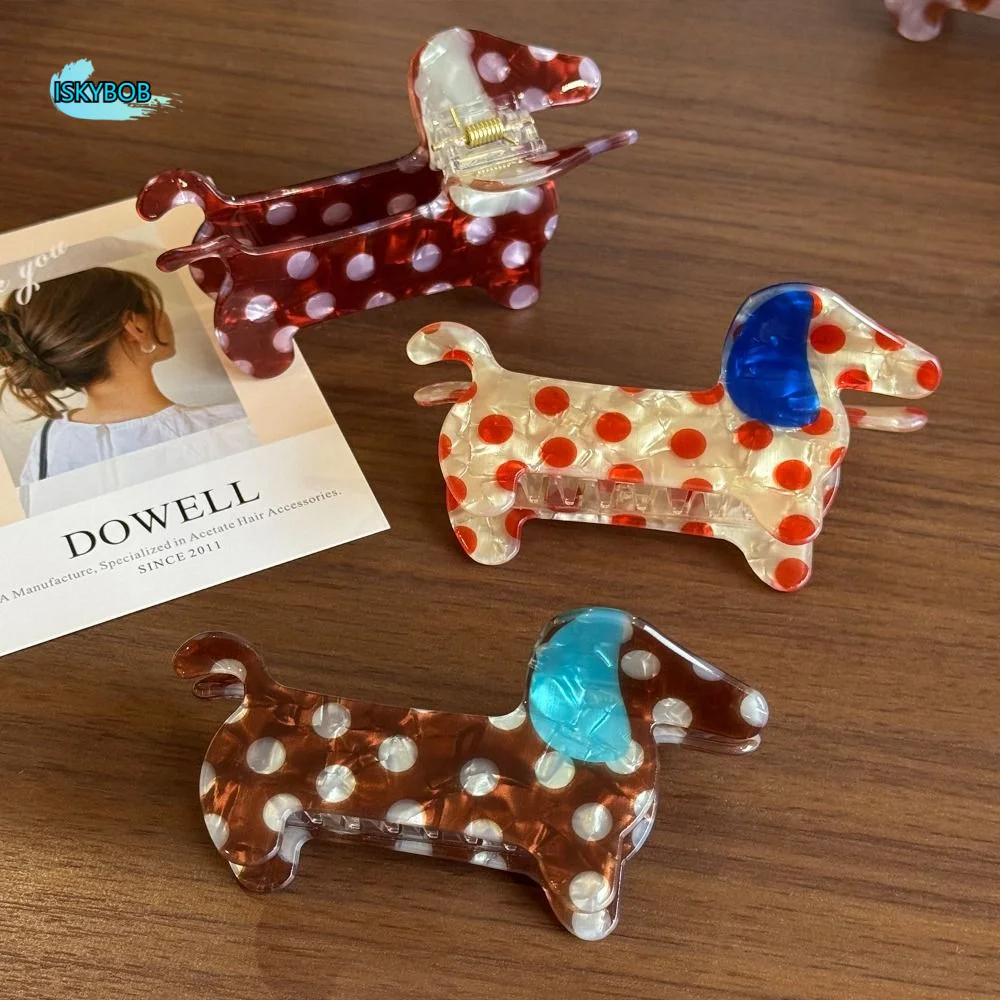 

Fashion Pvc Polka Dot Dog Hair Claw Geometry Large Cartoon Hairpin Bang Clip Hair Accessories Puppy Side Clip Vacation