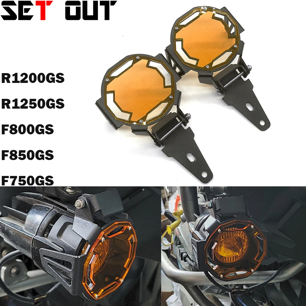 For BMW Motorcycle R1200GS F800GS R1250GS F850GS F750GS Motorcycle Accessor Fog Lamp Protective Cover Mesh Lamp Cover Flipped