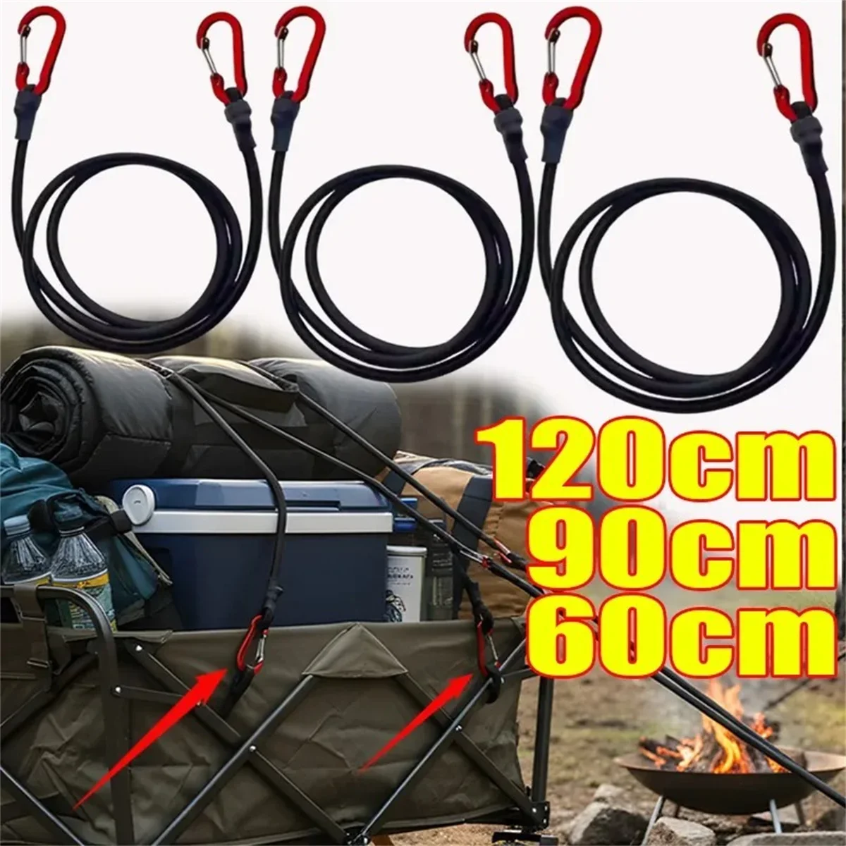Elastic Ropes Heavy Duty Durable Nylon High Elasticity with Sturdy Metal Buckles 7 Types for Fishing Boats Docking Tying Car