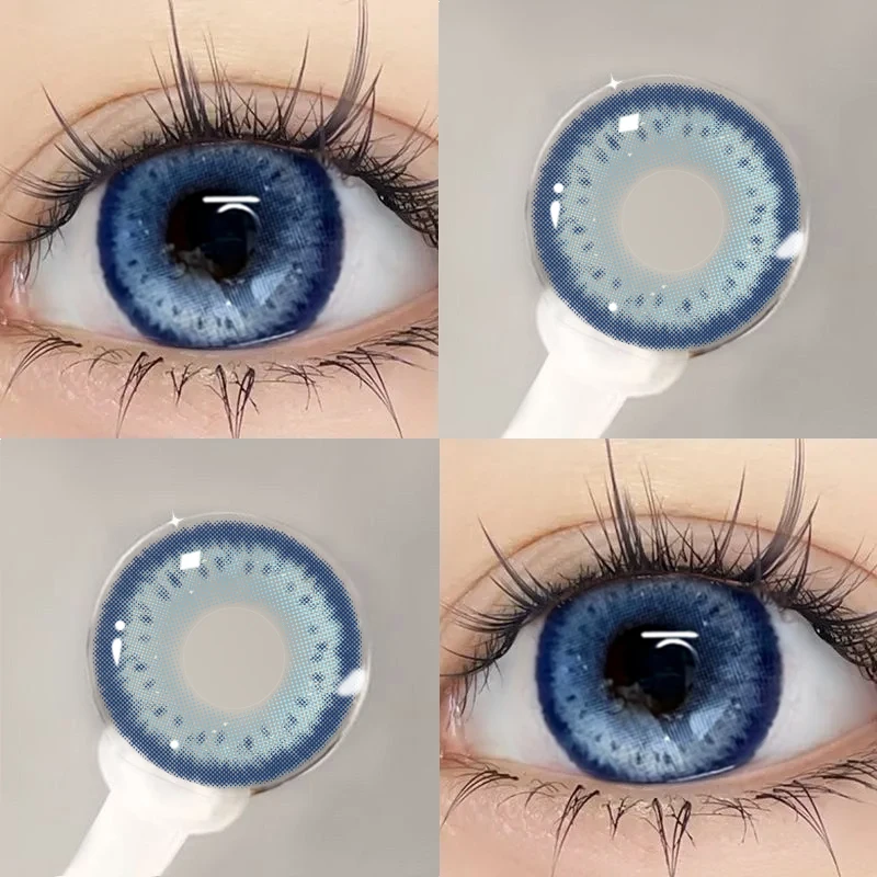 YIMEIXI New Colored Contact Lenses for Eyes Natural Color Blue Lenses Fashion High Quality Big Beauty Pupil Myopia Degrees 1Pair