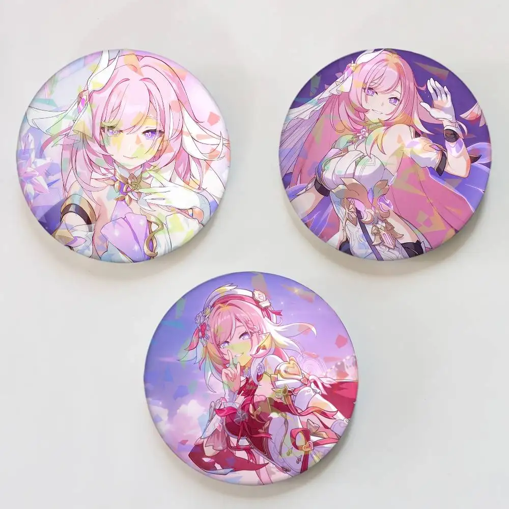 Elysia Honkai Impact 3rd Badges Round Laser Badge Brooch Backpack Accessories